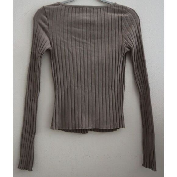 Free People OB2149766 Women's Sz S Fallen Rock/Taupe Tilly Ribbed Knit L/S Top - Picture 2 of 6